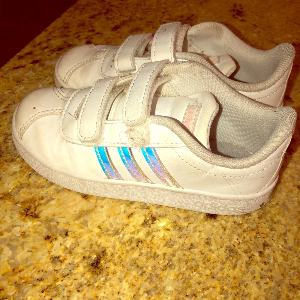Adidas  worn for cheer, tiny stain on upper right